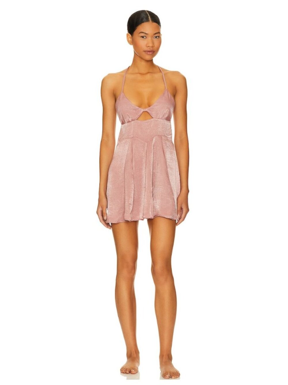 Intimately Free People Good Catch Smoke Rose Spaghetti Strap Mini Slip Dress